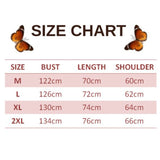 size chart for graffiti butterfly hoodie