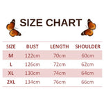 size chart for blackandwhite butterfly hoodie