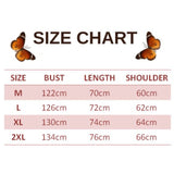 size chart for blackandwhite butterfly hoodie