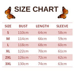 size chart for dimgray butterfly pullover