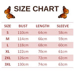 size chart for khaki butterfly pullover