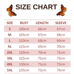 size chart for emperor butterfly sweater