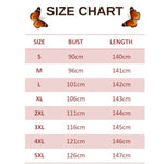 size chart for light blue butterfly dress