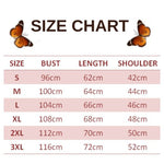 size chart for hundred butterfly sweatshirt