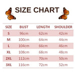 size chart for abstract butterfly sweatshirt