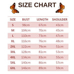 size chart for pale turquoise butterfly hoodie