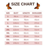 size chart for black butterfly hoodie