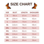 size chart for cyan butterfly hoodie