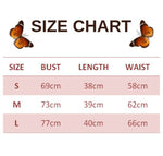 size chart for pink butterfly crop top