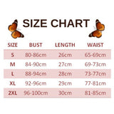 size chart for pretty butterfly crop top