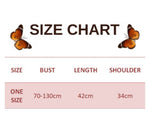 size chart for rainbow butterfly crop top
