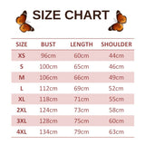 size chart for whiteblue butterfly pullover