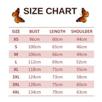 size chart for magenta butterfly pullover
