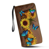 sunflower butterfly wallet for ladies
