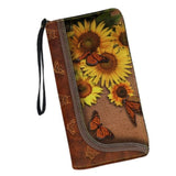 sunflower butterfly wallet zipper