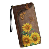 dainty sunflower butterfly wallet