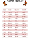 tank top size chart for red butterfly legging set