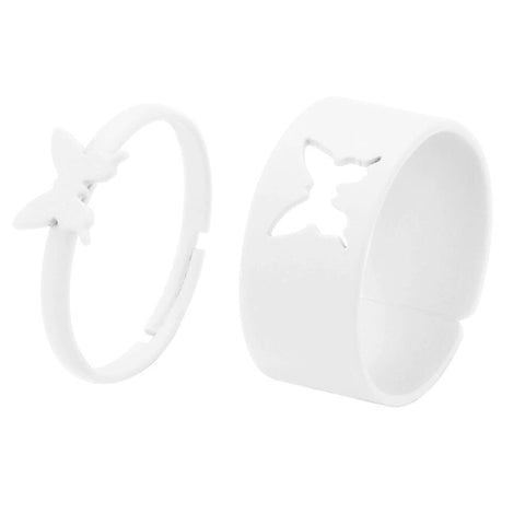 White butterfly ring couple set