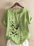 green linen butterfly t shirt