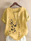 yellow linen butterfly t shirt