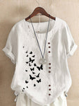 white linen butterfly t shirt