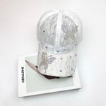 white fashionable glitter butterfly cap