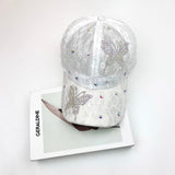 white fashionable glitter butterfly cap