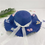 blue butterfly straw hat