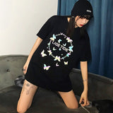 reflective butterfly black t shirt 