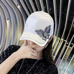 white abstract butterfly cap for women