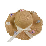 lightsalmon butterfly straw hat for women