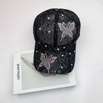 black fashionable glitter butterfly cap