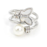 beaded butterfly ring silver