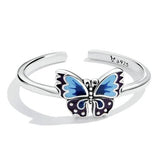 black and blue butterfly ring for women