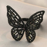 black butterfly ring front view