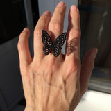 black butterfly ring women