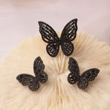 black butterfly ring set