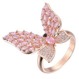 blinged out butterfly pink ring