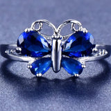 blue crystal butterfly ring jewelry