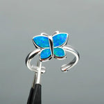 blue opal butterfly engagement ring for women