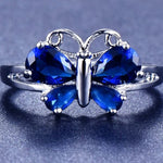 blue stone butterfly ring front view