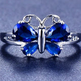 blue stone butterfly ring front view