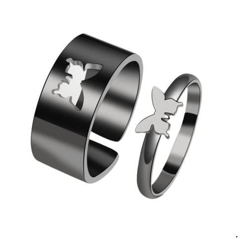 butterfly couple rings black