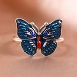 butterfly enamel ring silver jewelry