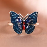 butterfly enamel ring silver jewelry