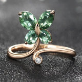 butterfly light green ring women