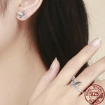 butterfly ring and earrings women