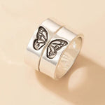 silver butterfly couple ring vertical