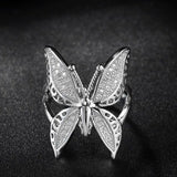 butterfly shaped ring grey