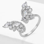 cheap adjustable butterfly ring zirconia